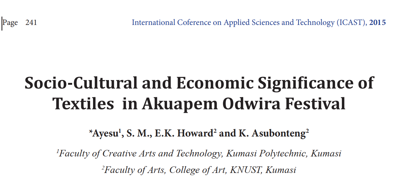 Socio-Cultural and Economic Significance of Textiles in Akuapem Odwira Festival